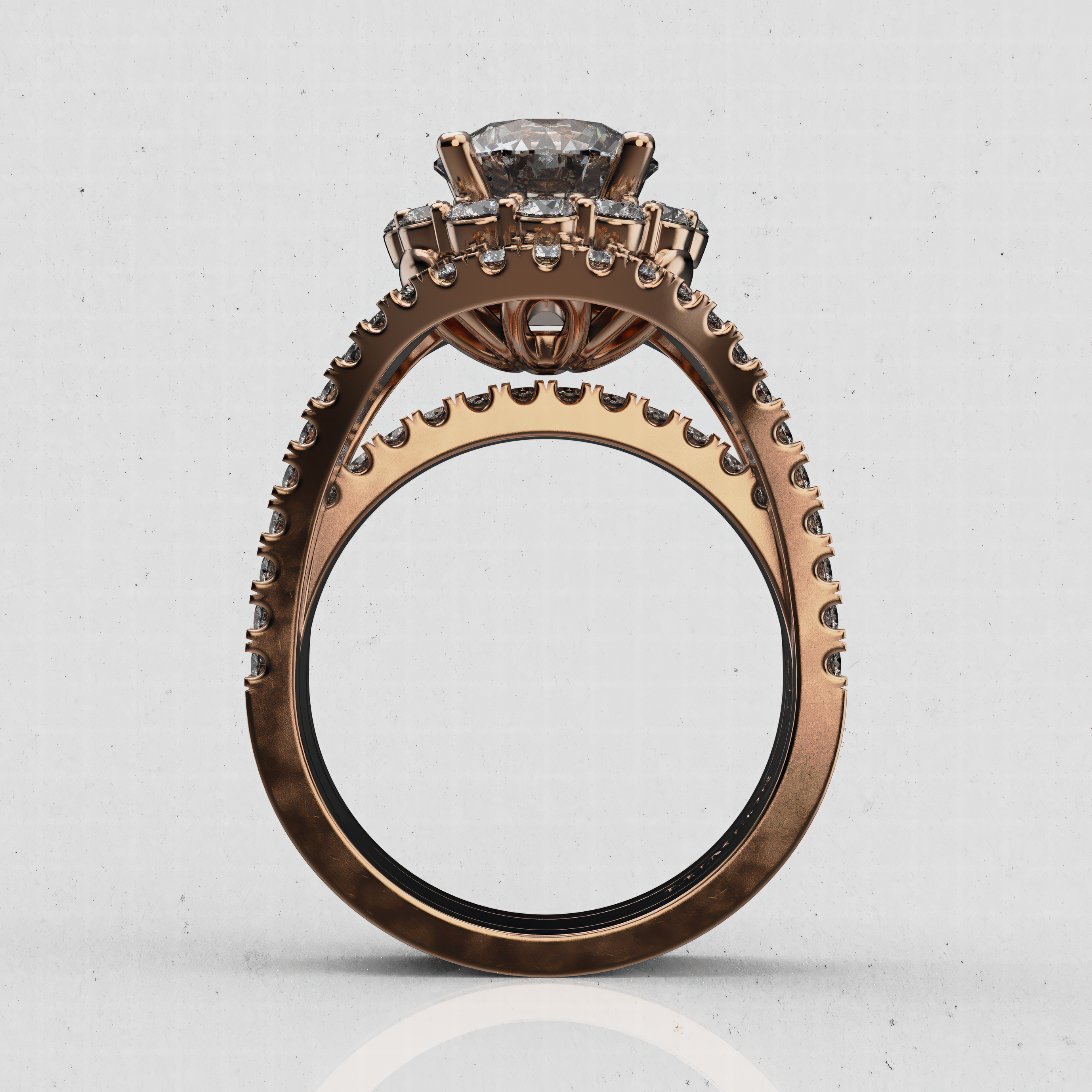 14K Gold Oval Halo Laboratory Diamond Engagement Ring