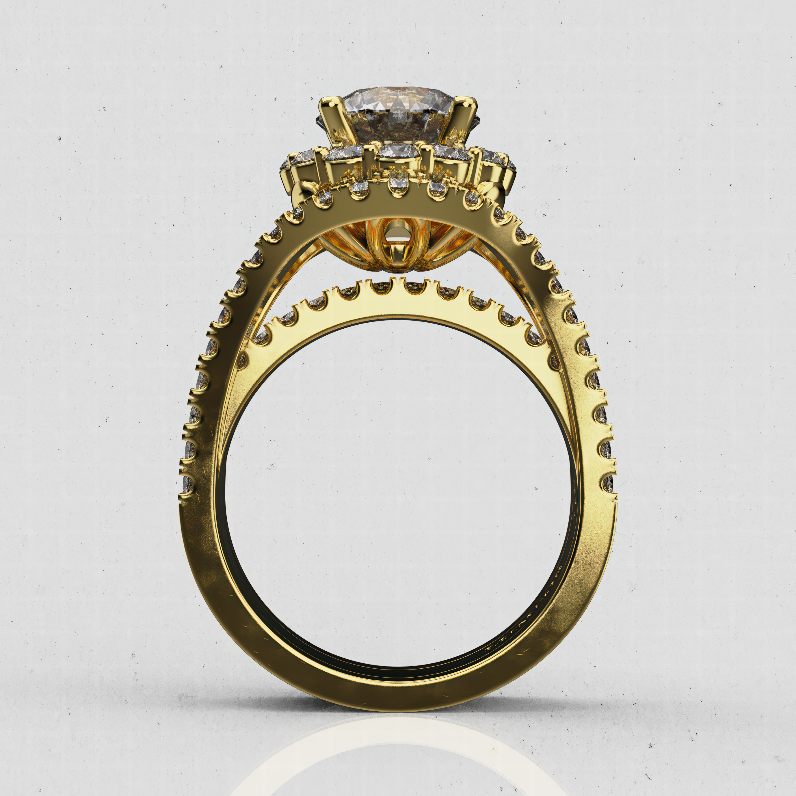 14K Gold Oval Halo Laboratory Diamond Engagement Ring