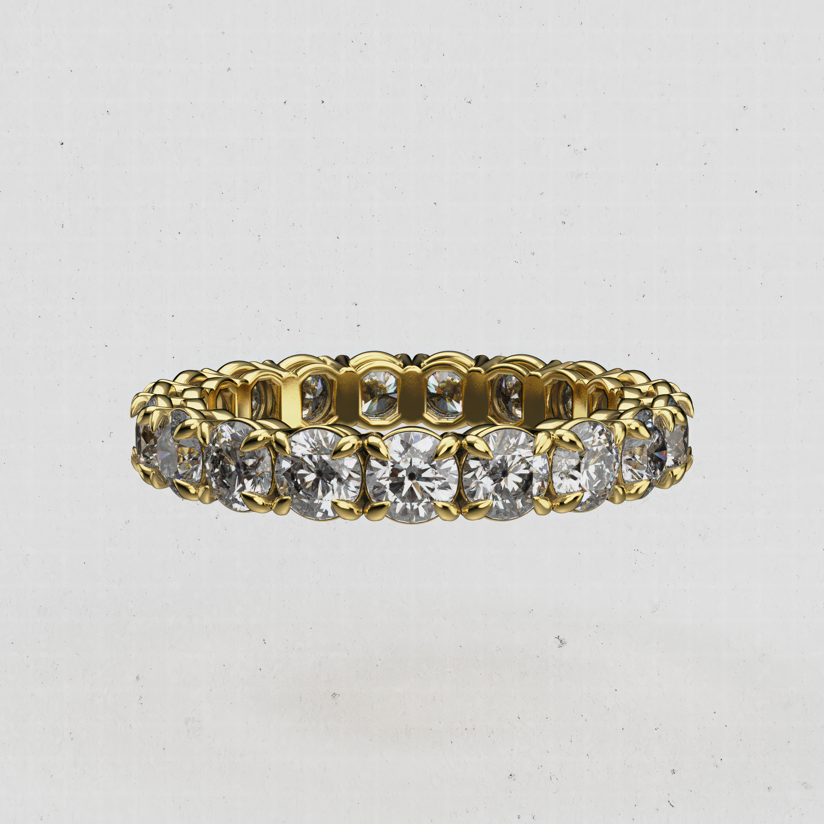 14K Gold Round Laboratory-Diamond Full Eternity Band (Four-Prong)