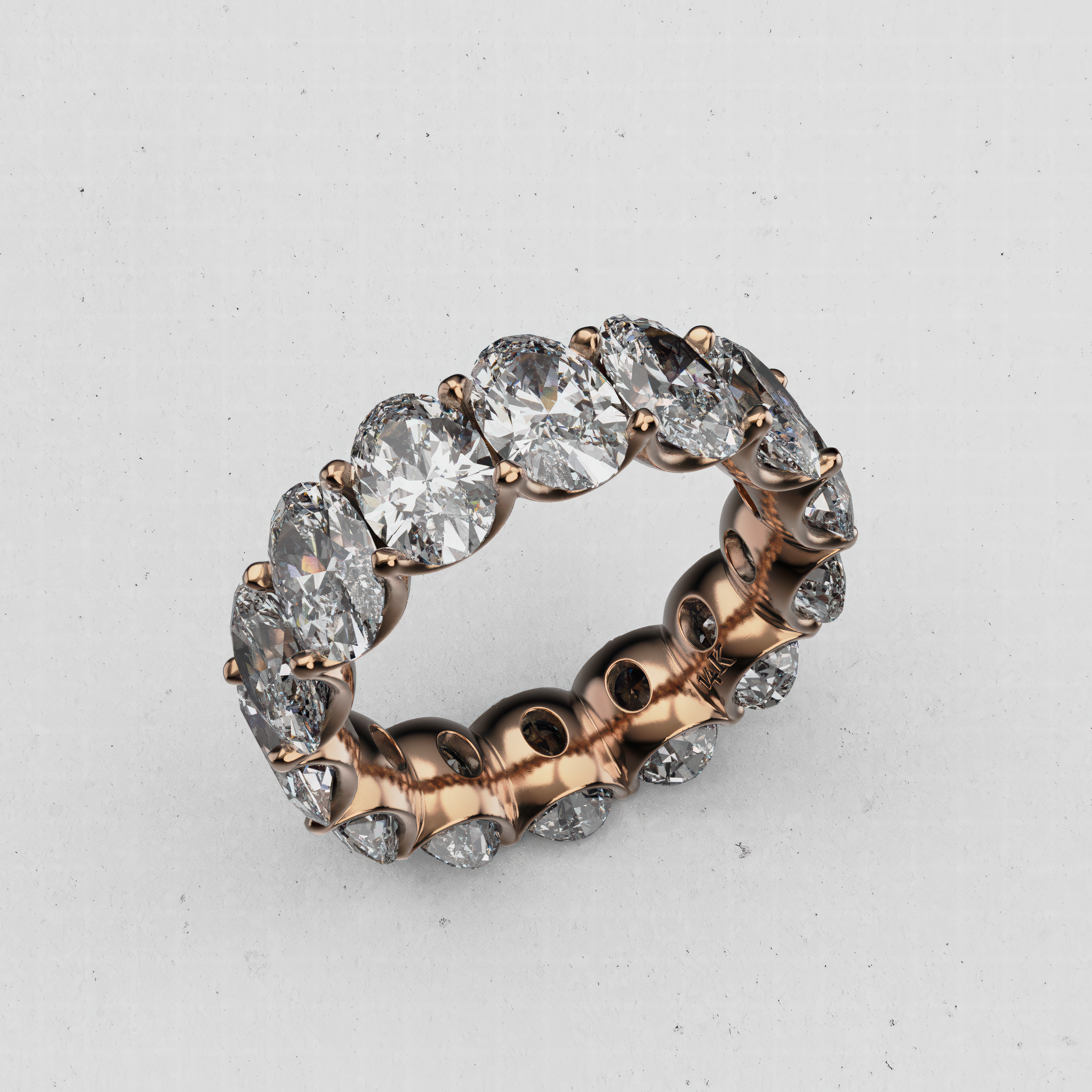 14K Gold Oval Laboratory-Diamond Full Eternity Band (Shared-Prong)