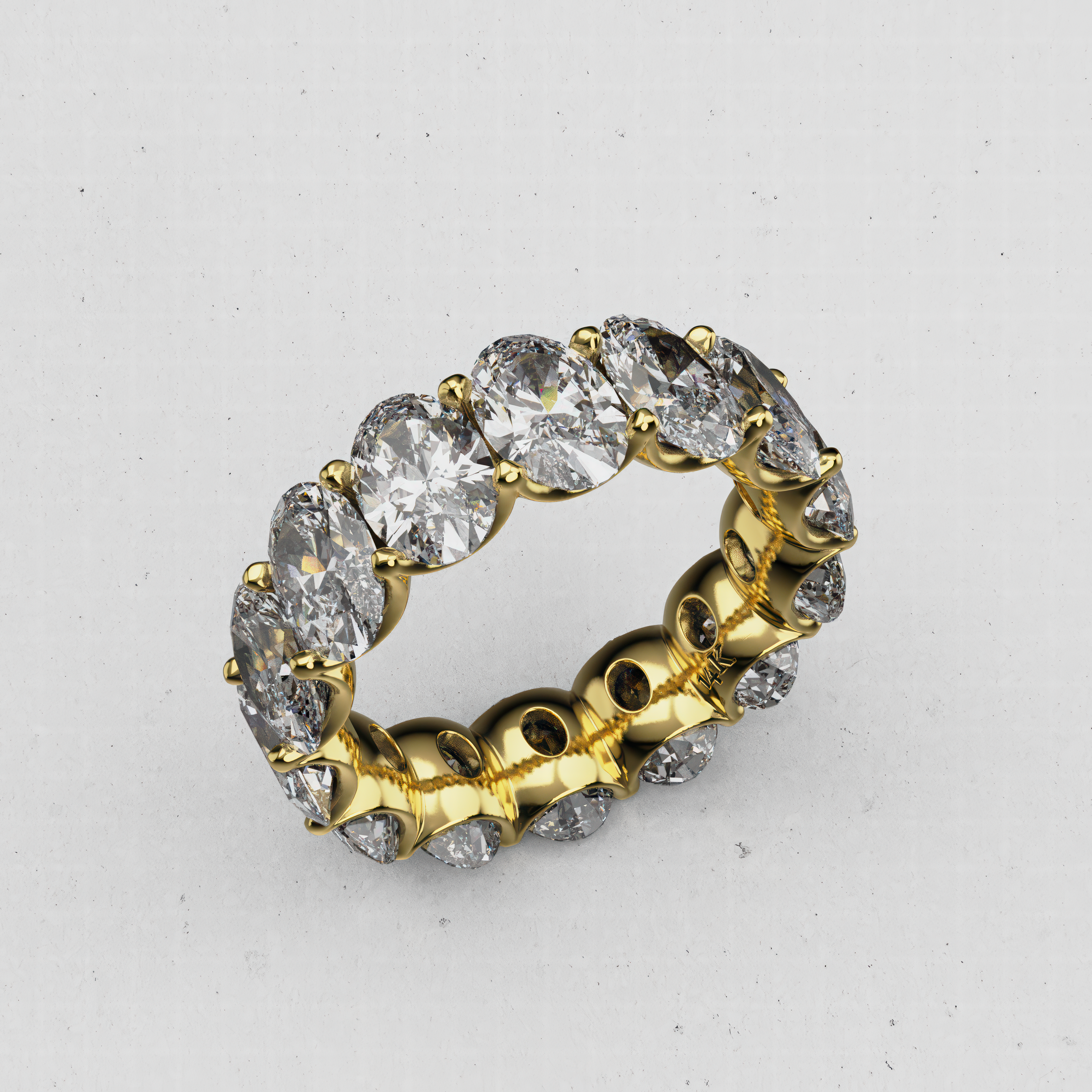 14K Gold Oval Laboratory-Diamond Full Eternity Band (Shared-Prong)