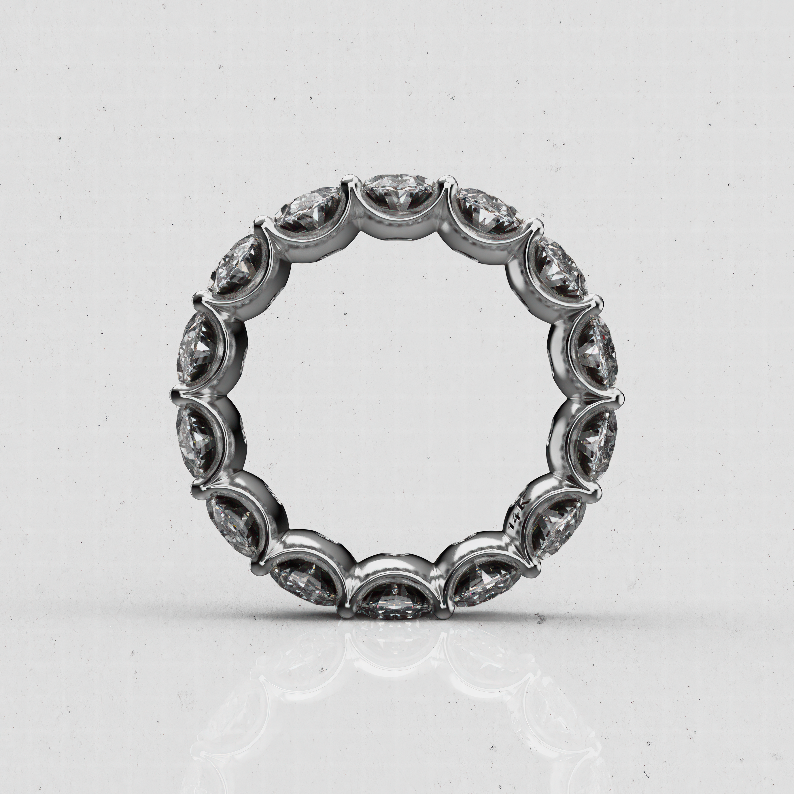 14K Gold Oval Laboratory-Diamond Full Eternity Band (Shared-Prong)