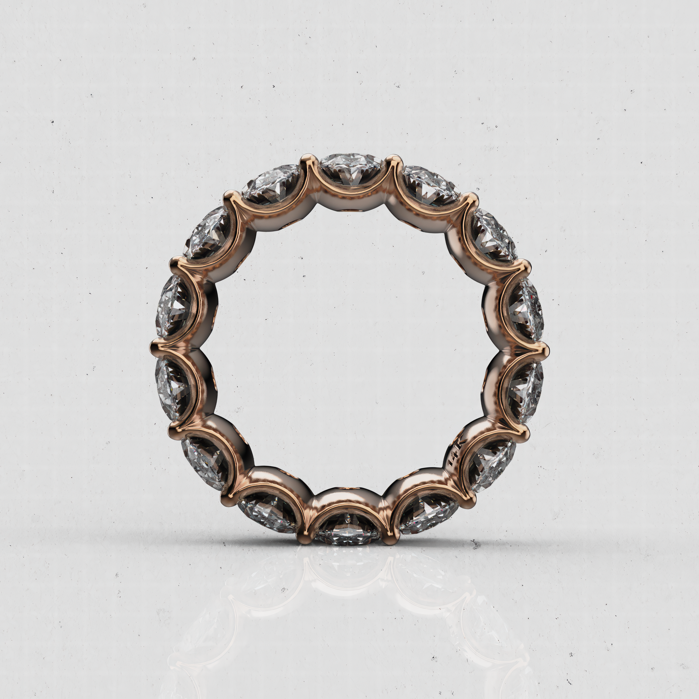 14K Gold Oval Laboratory-Diamond Full Eternity Band (Shared-Prong)