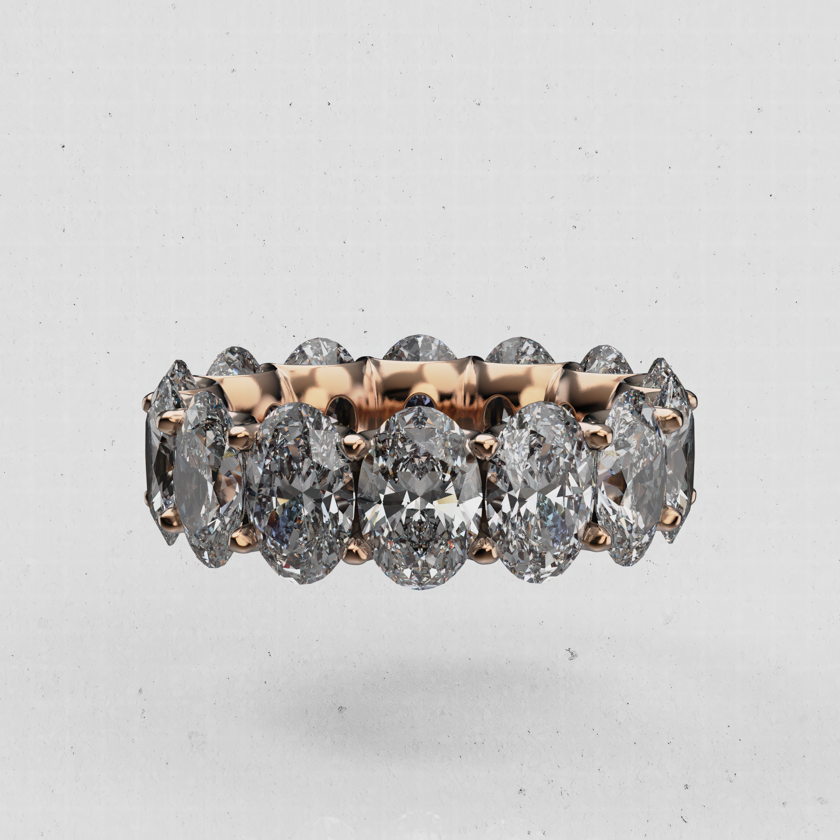 14K Gold Oval Laboratory-Diamond Full Eternity Band (Shared-Prong)