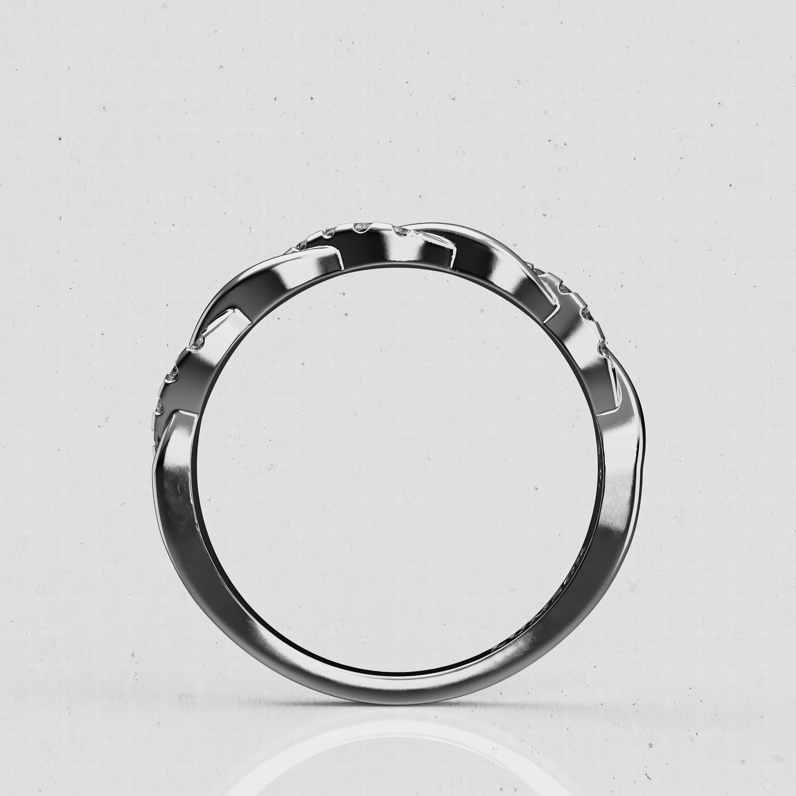 14K Gold Twisted Laboratory-Diamond Band