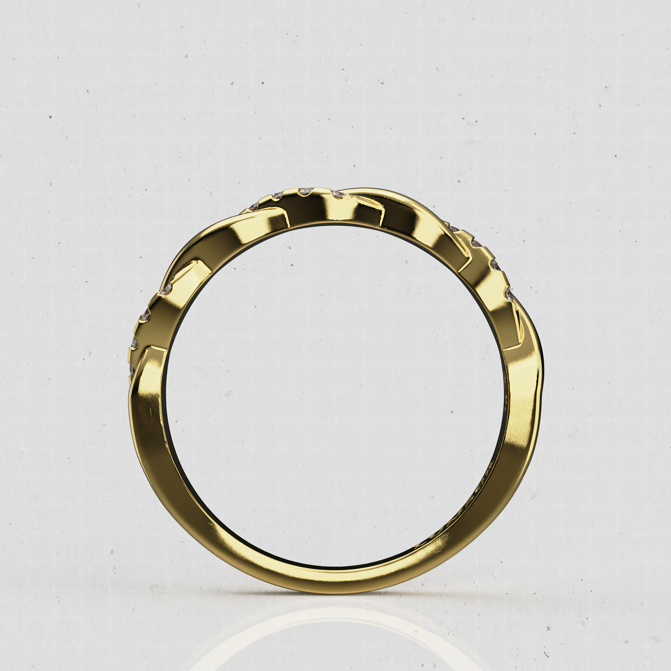 14K Gold Twisted Laboratory-Diamond Band