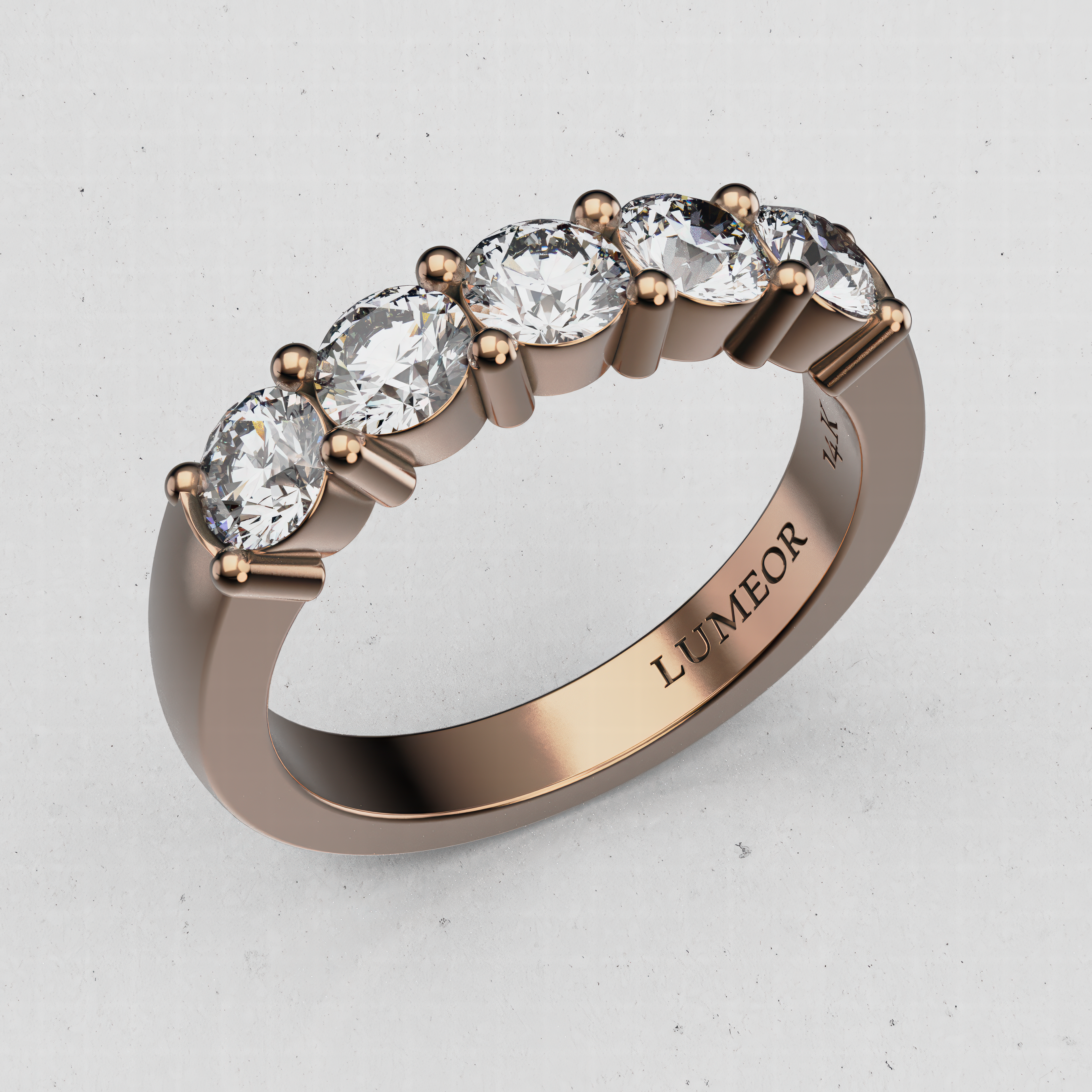 14K Gold Five-Stone Laboratory-Diamond Band (Prong-Set)