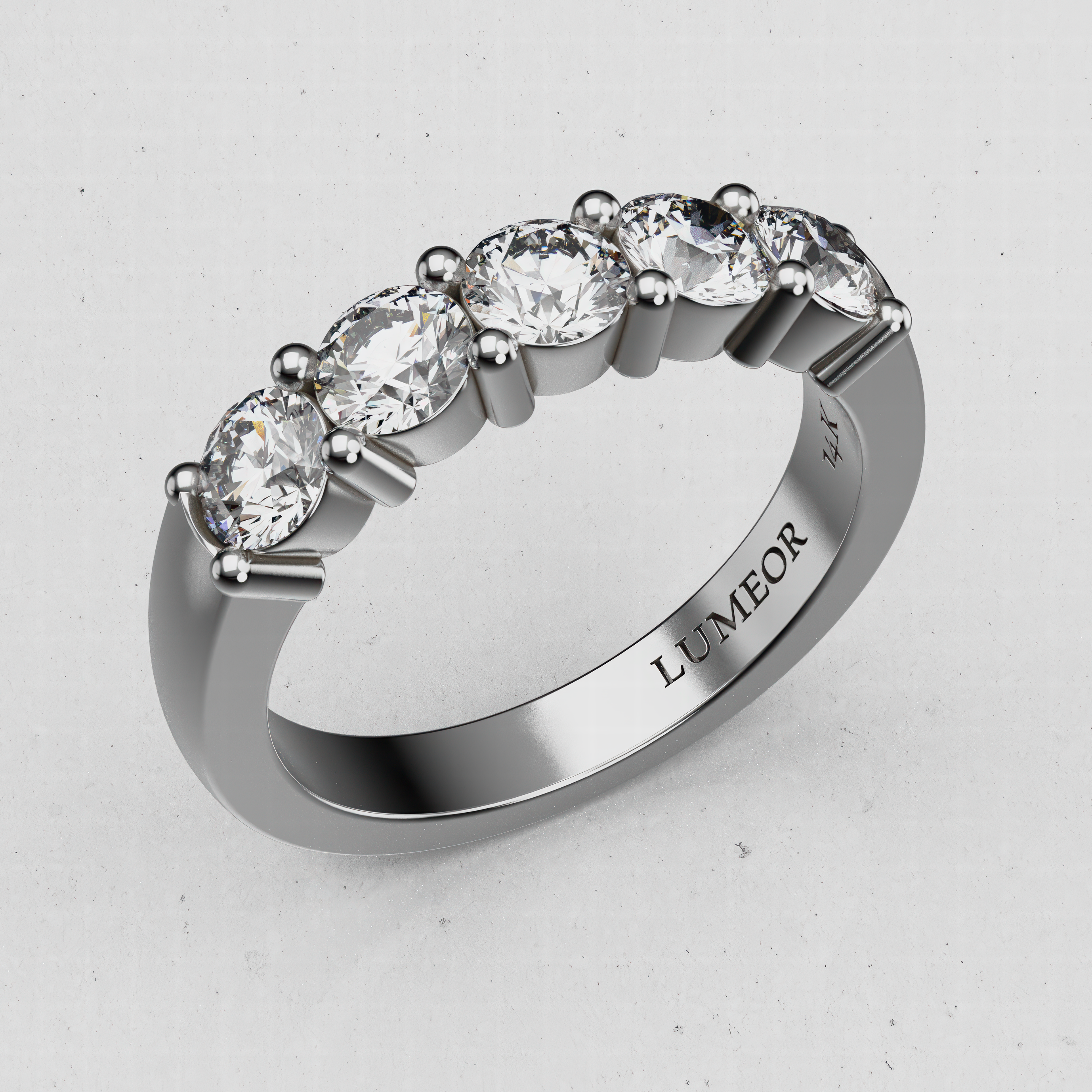 14K Gold Five-Stone Laboratory-Diamond Band (Prong-Set)