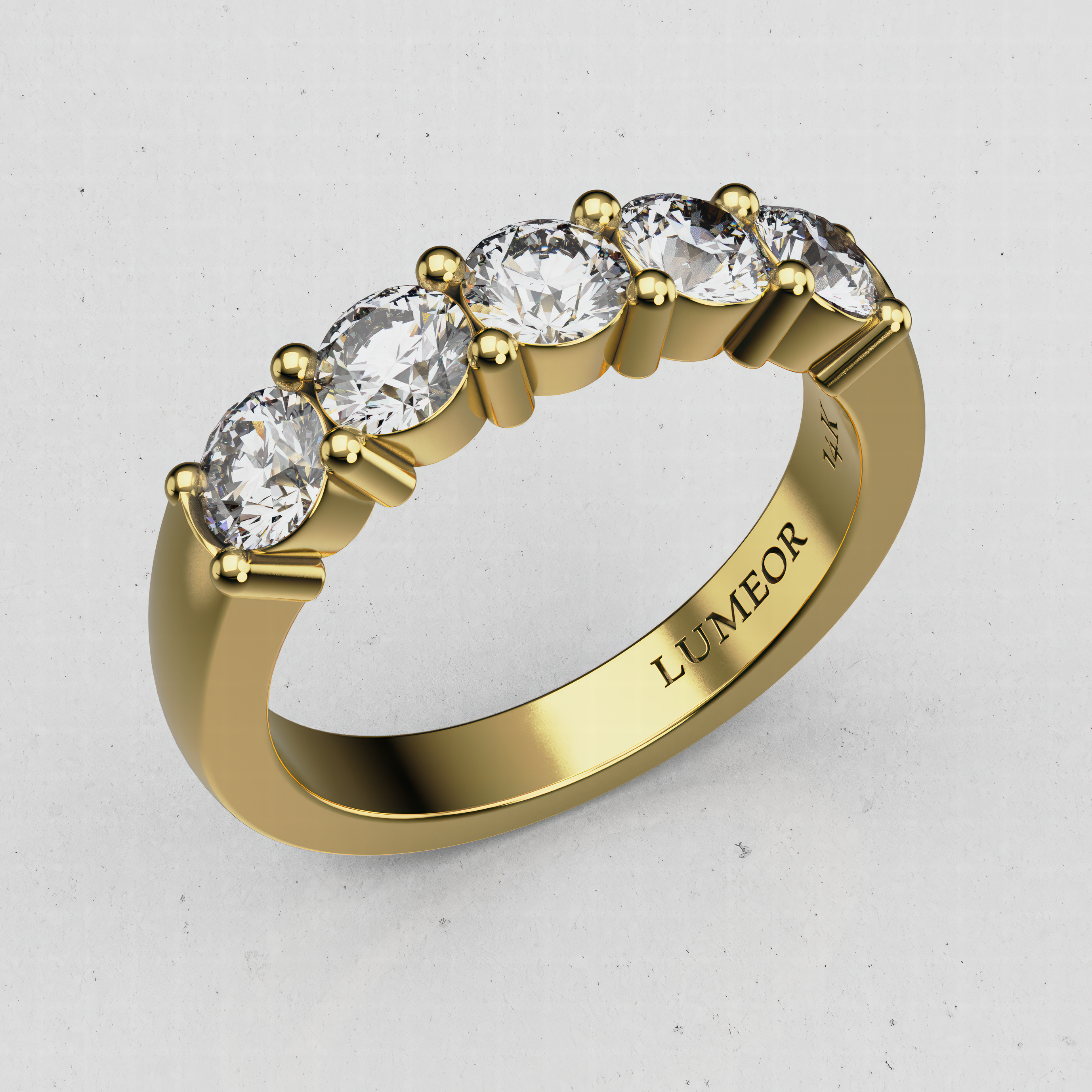 14K Gold Five-Stone Laboratory-Diamond Band (Prong-Set)