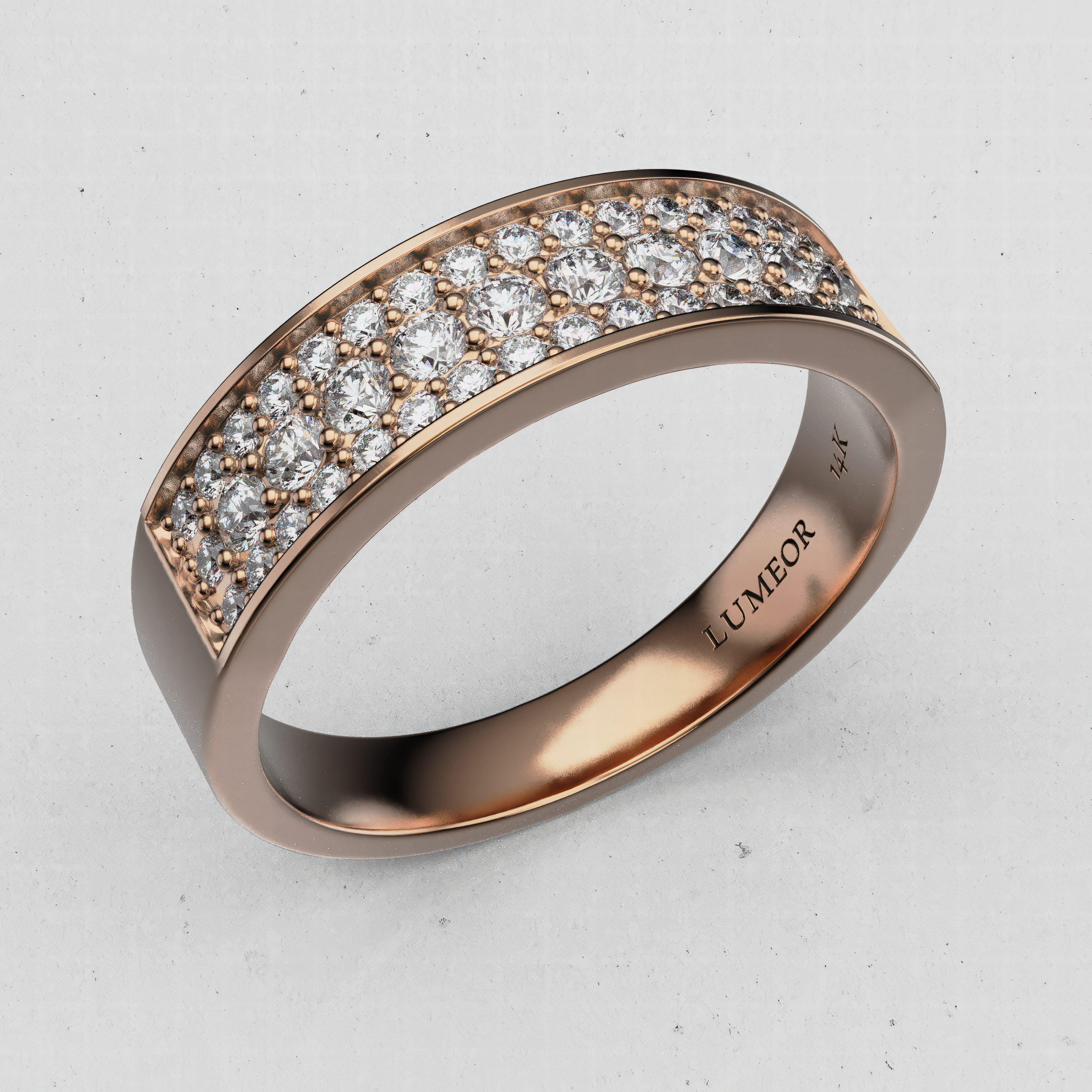 14K Gold Pavé Laboratory-Diamond Band (Wide Comfort Fit)