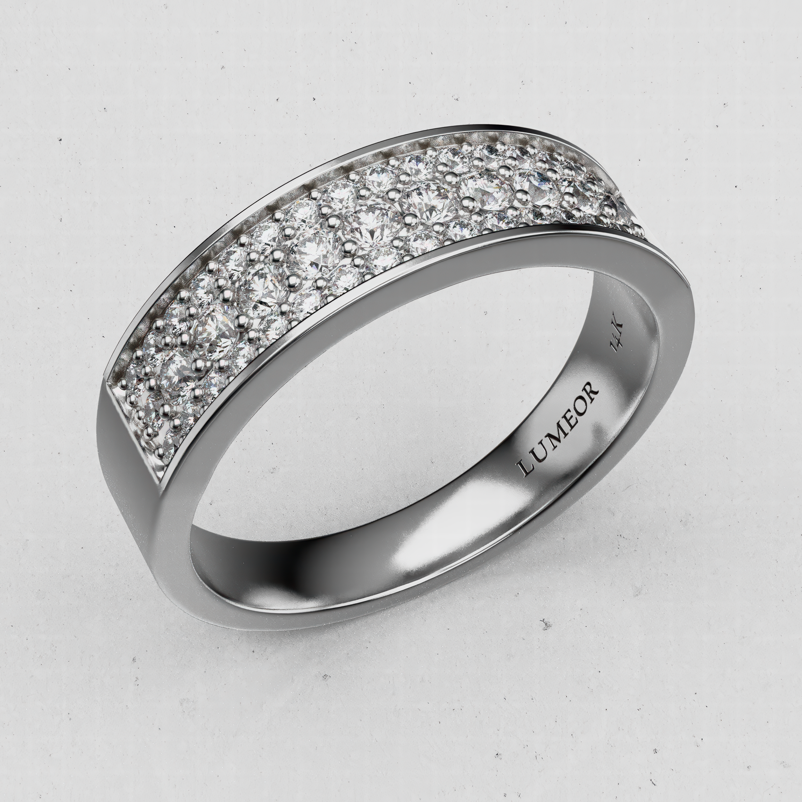 14K Gold Pavé Laboratory-Diamond Band (Wide Comfort Fit)