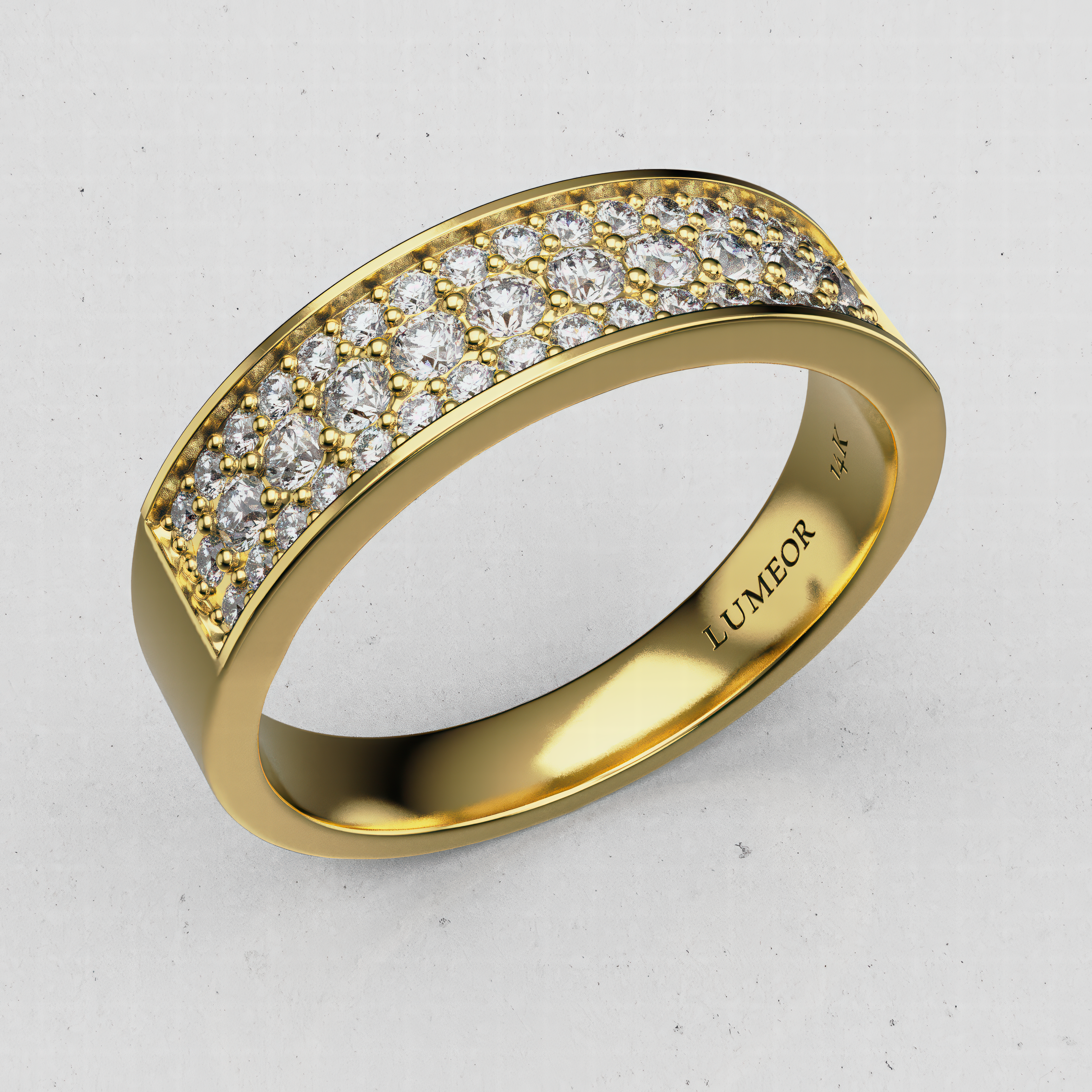 14K Gold Pavé Laboratory-Diamond Band (Wide Comfort Fit)