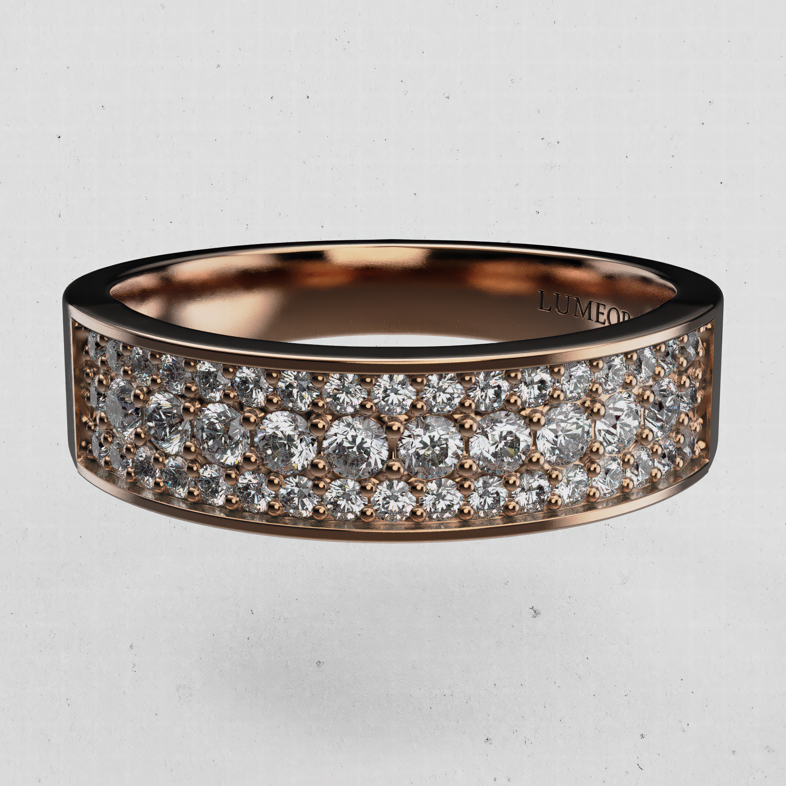 14K Gold Pavé Laboratory-Diamond Band (Wide Comfort Fit)