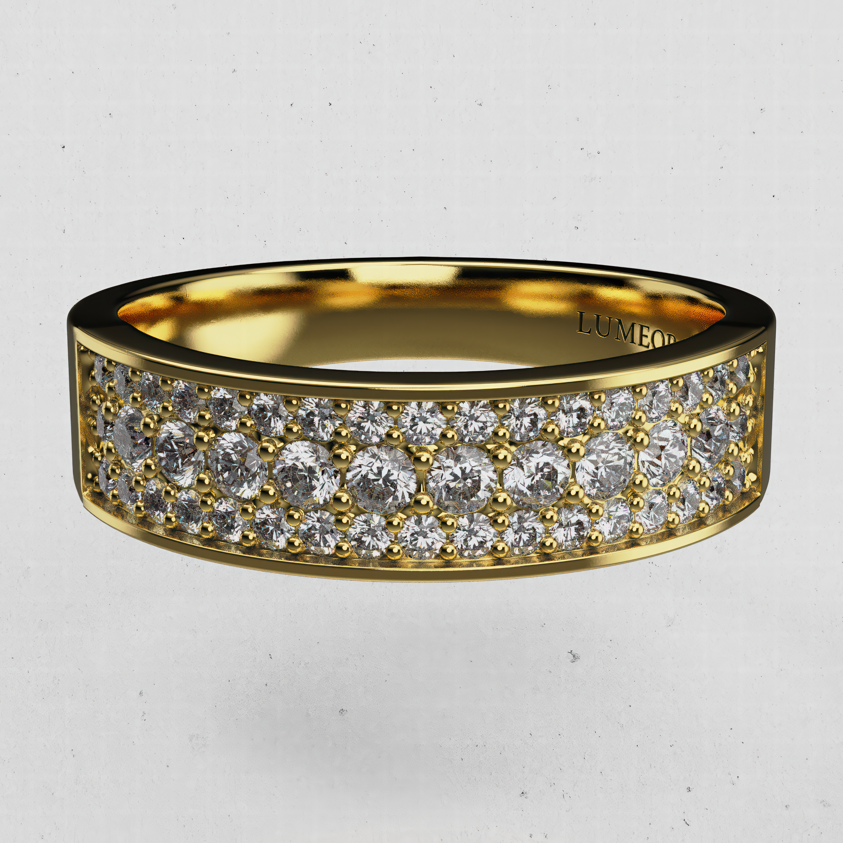 14K Gold Pavé Laboratory-Diamond Band (Wide Comfort Fit)