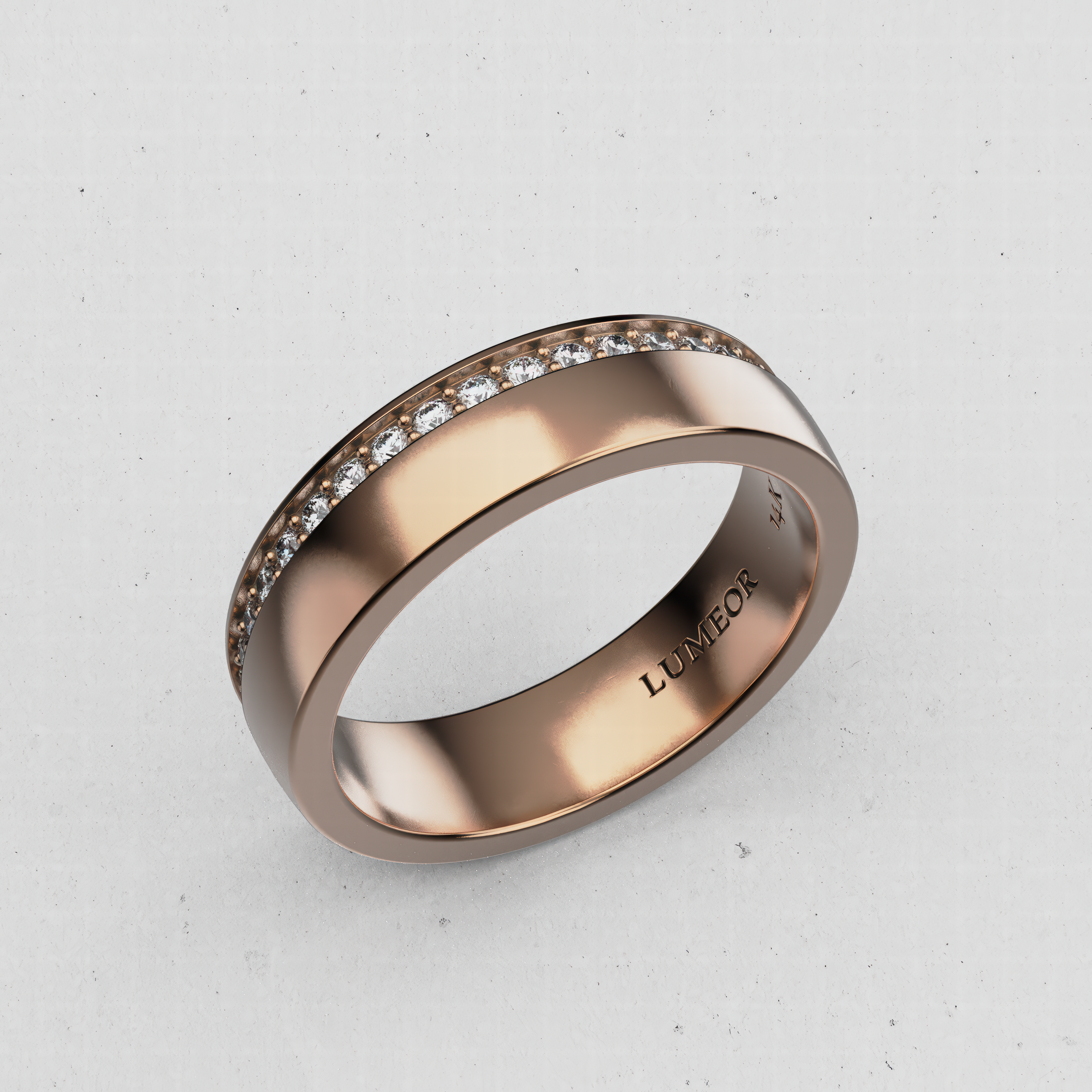 14K Men's Classic Single-Row Lab-Diamond Wedding Band