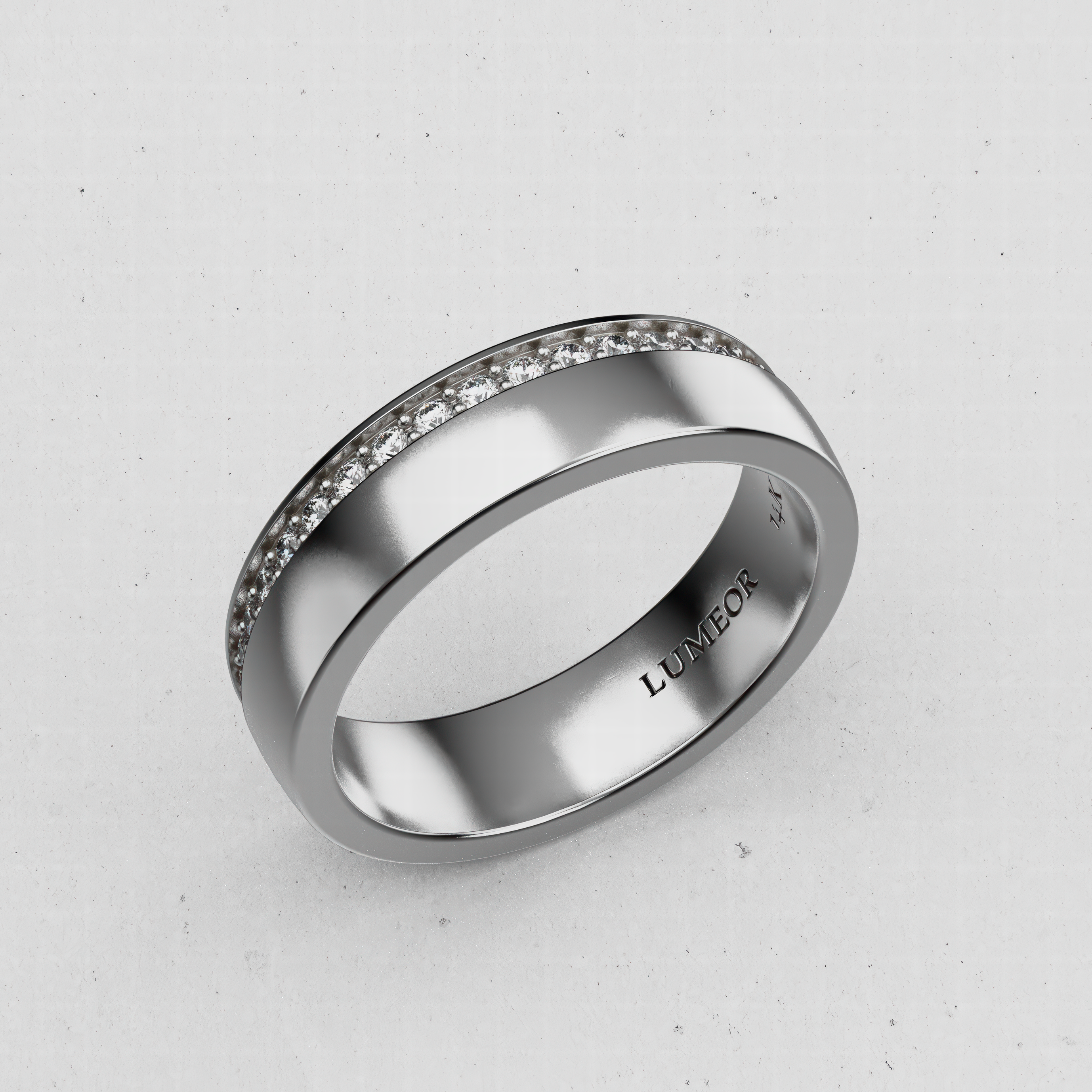 14K Men's Classic Single-Row Lab-Diamond Wedding Band