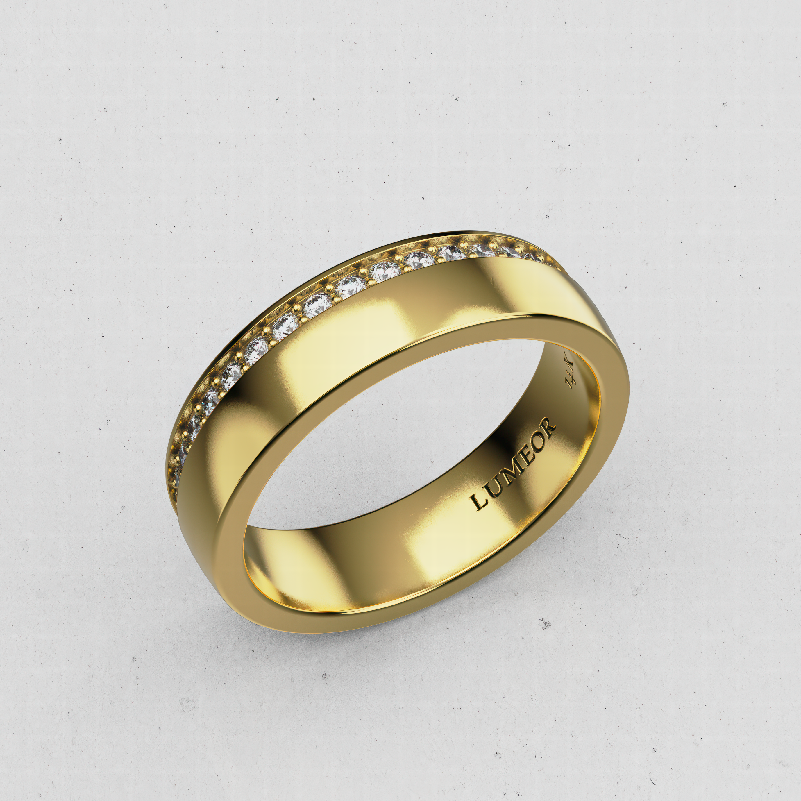 14K Men's Classic Single-Row Lab-Diamond Wedding Band