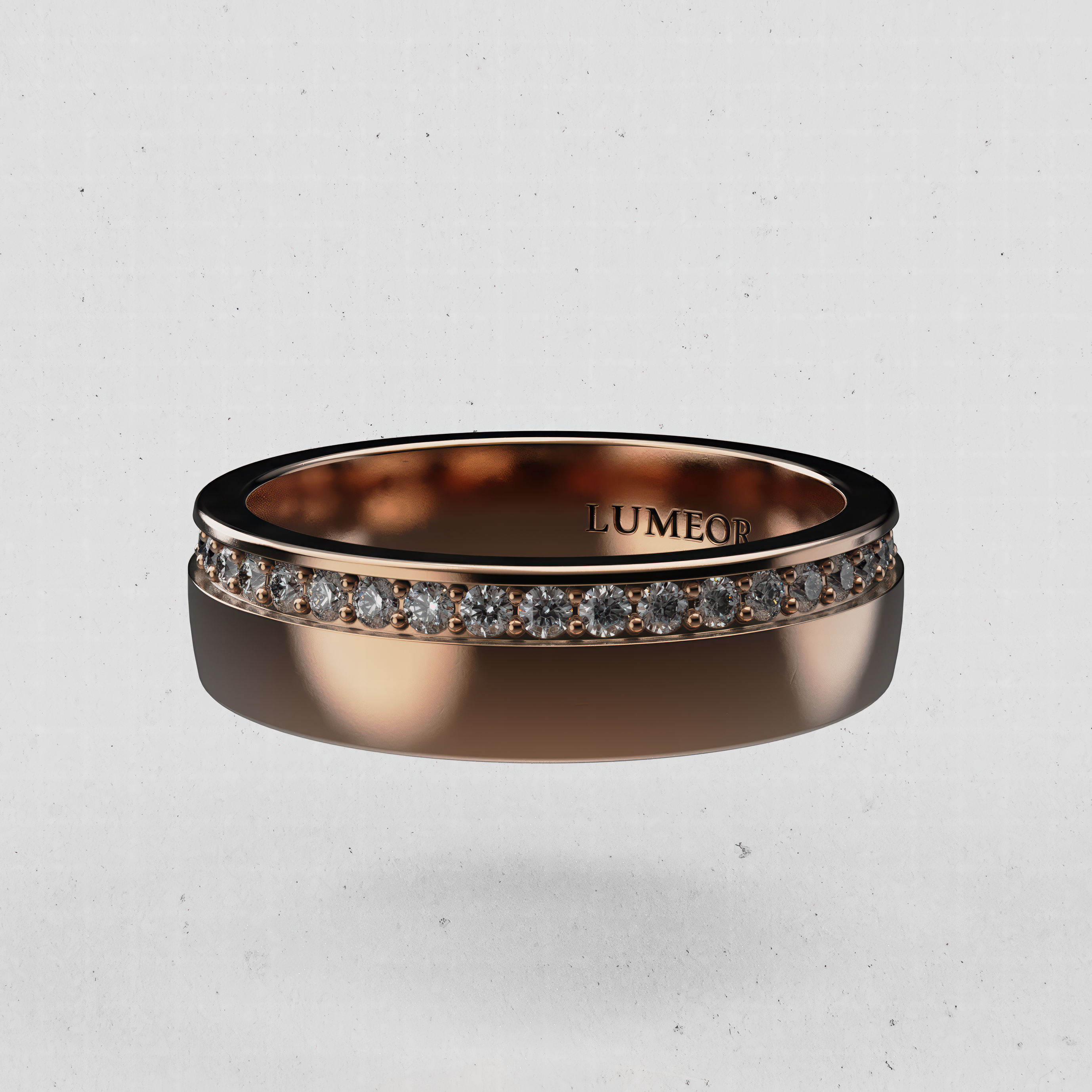 14K Men's Classic Single-Row Lab-Diamond Wedding Band