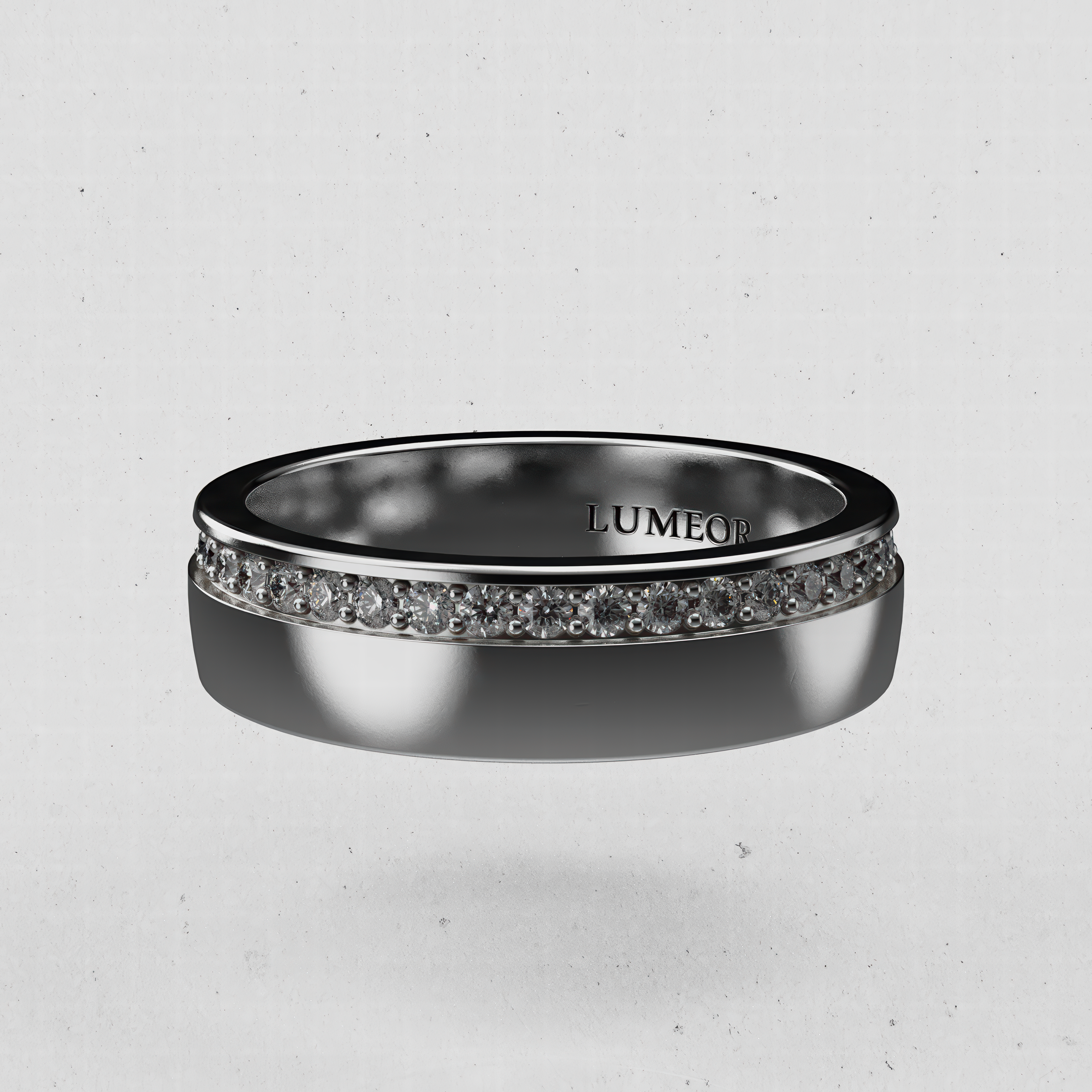 14K Men's Classic Single-Row Lab-Diamond Wedding Band