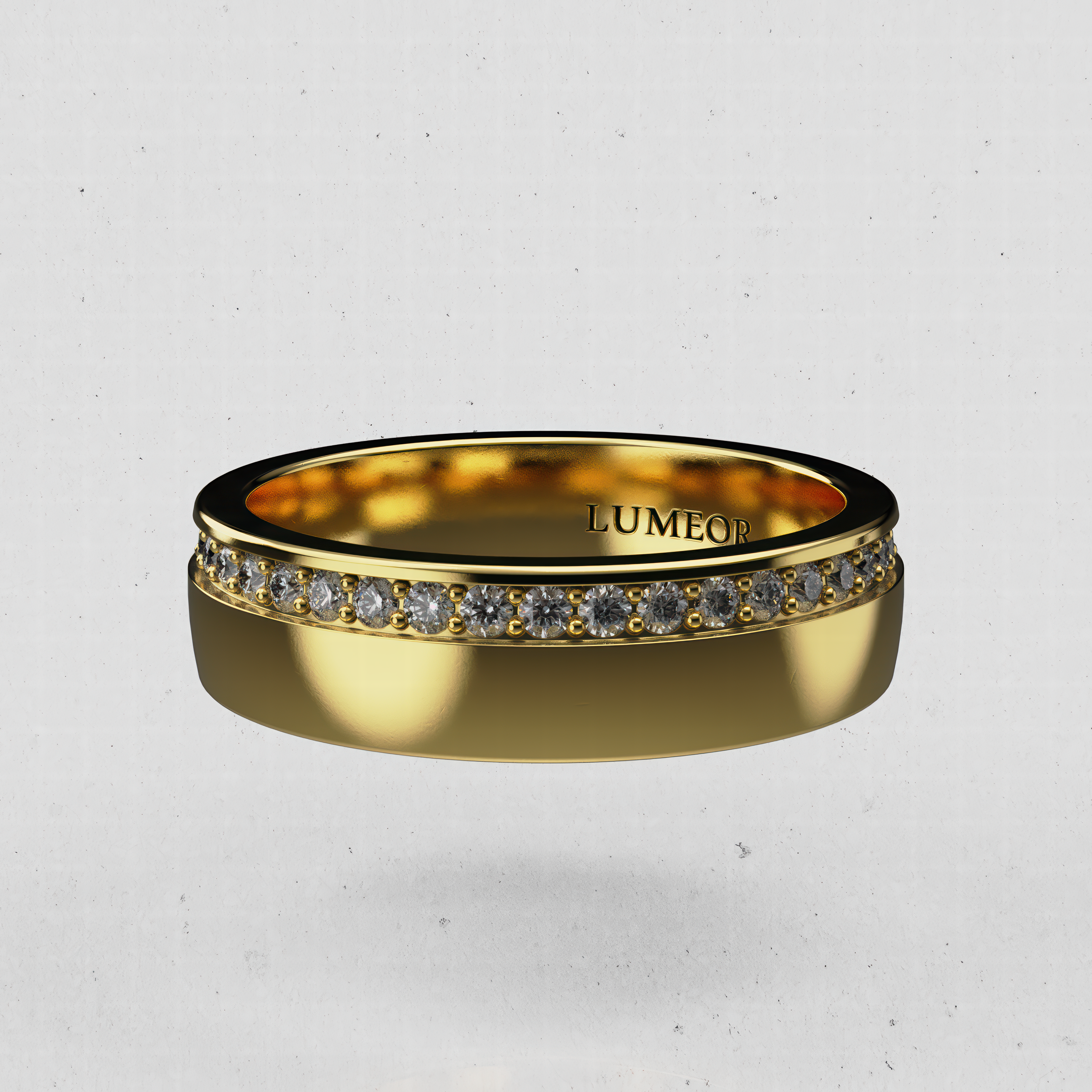 14K Men's Classic Single-Row Lab-Diamond Wedding Band